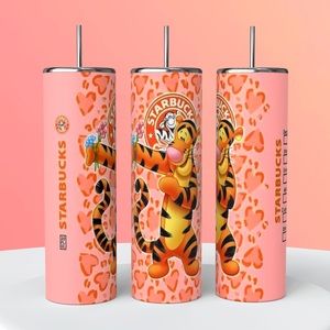 Tigger Cheetah Heart Print Starbucks Coffee 20oz Skinny Tumbler